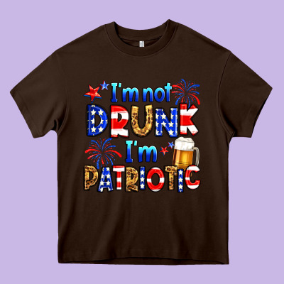 I'm Not Drunk I'm Patriotic Heavy Core Tee Designed By Neo Western