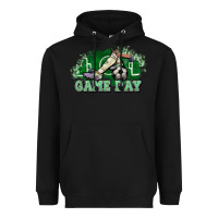 Black Game day Soccer Heavyweight Hoodie - NancyCooperArtShop