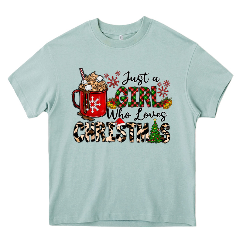 Just A Girl Who Loves Christmas Heavy Core Tee by CowhideDigitalArt | Teevron
