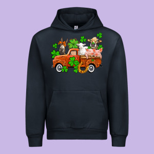 St. Patrick's Farm Animals And Truck Urban Hoodie Designed By Oliviacreatesart