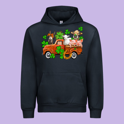 St. Patrick's Farm Animals And Truck Urban Hoodie Designed By Oliviacreatesart