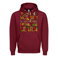 Burgundy a black women is speaking listen and learn Zipper Hoodie - LillyAllenDesigns