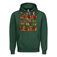 Sports Green a black women is speaking listen and learn Zipper Hoodie - LillyAllenDesigns