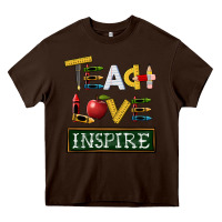 Chocolate Brown teach love inspire Heavy Core Tee - BarkalooDesign