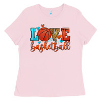 Bubblegum Pink love basketball Ladies Tee - Zillion Design Studio