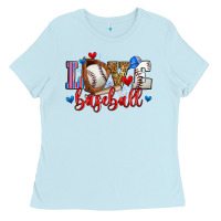 Baby Blue love baseball Ladies Tee - Zillion Design Studio