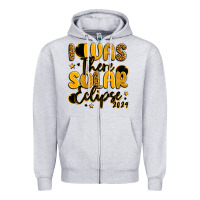 Heather Grey i was there solar eclipse 2024 Zipper Hoodie - LillyAllenDesigns