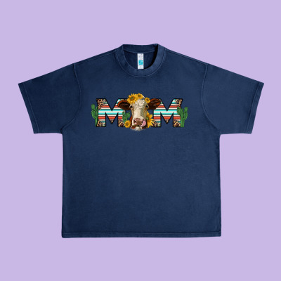 Sunflower Hereford Cattle And Cactus  Mom Urban Heavy Tee Designed By Jasminsmagicworld
