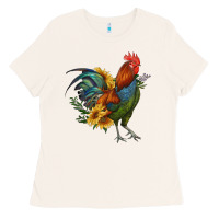 Bone rooster with sunflowers Ladies Tee - RanaPortraitStore