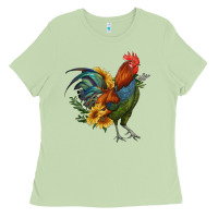 Matcha rooster with sunflowers Ladies Tee - RanaPortraitStore