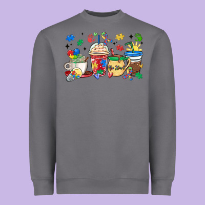 Autism Awareness Day Coffee Cups Heavyweight Sweatshirt Designed By Maliassmallbusiness