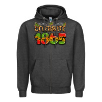 Charcoal Heather celebrate 1865 juneteenth Zipper Hoodie - LillyAllenDesigns