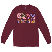 Burgundy god is greater than the highs and lows Long Sleeve Tee - MaliasSmallBusiness