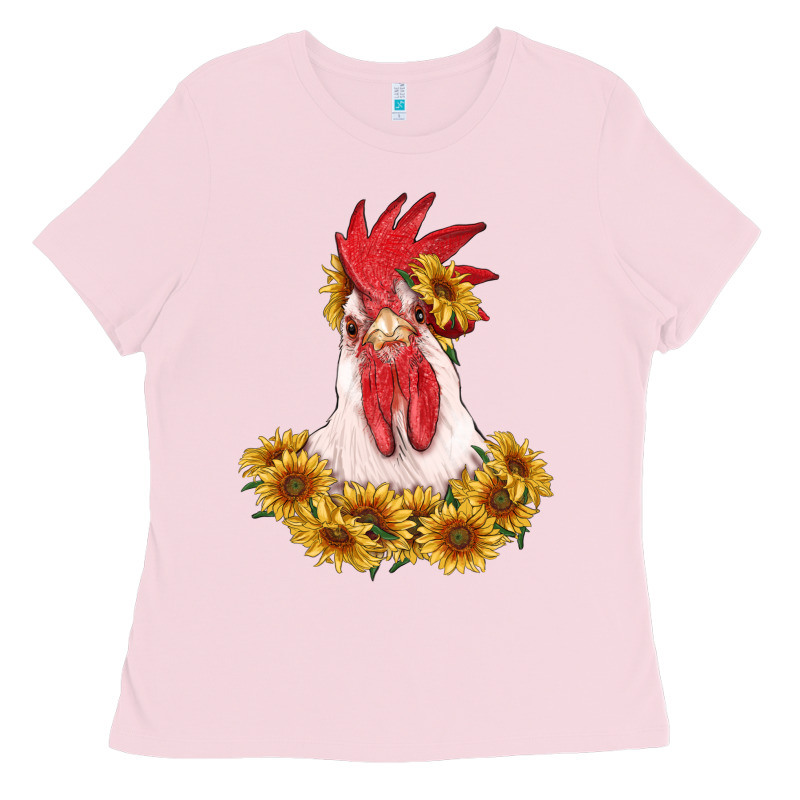 Rooster Head With Sunflowers Ladies Tee by RanaPortraitStore | Teevron