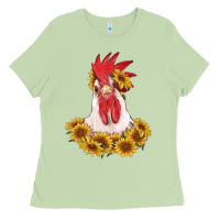 Matcha rooster head with sunflowers Ladies Tee - RanaPortraitStore