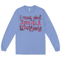 Colony Blue i wear pink for all warriors Long Sleeve Tee - JahusDesignShop