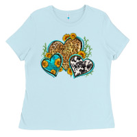 Baby Blue leopard cowhide hearts Ladies Tee - Zillion Design Studio
