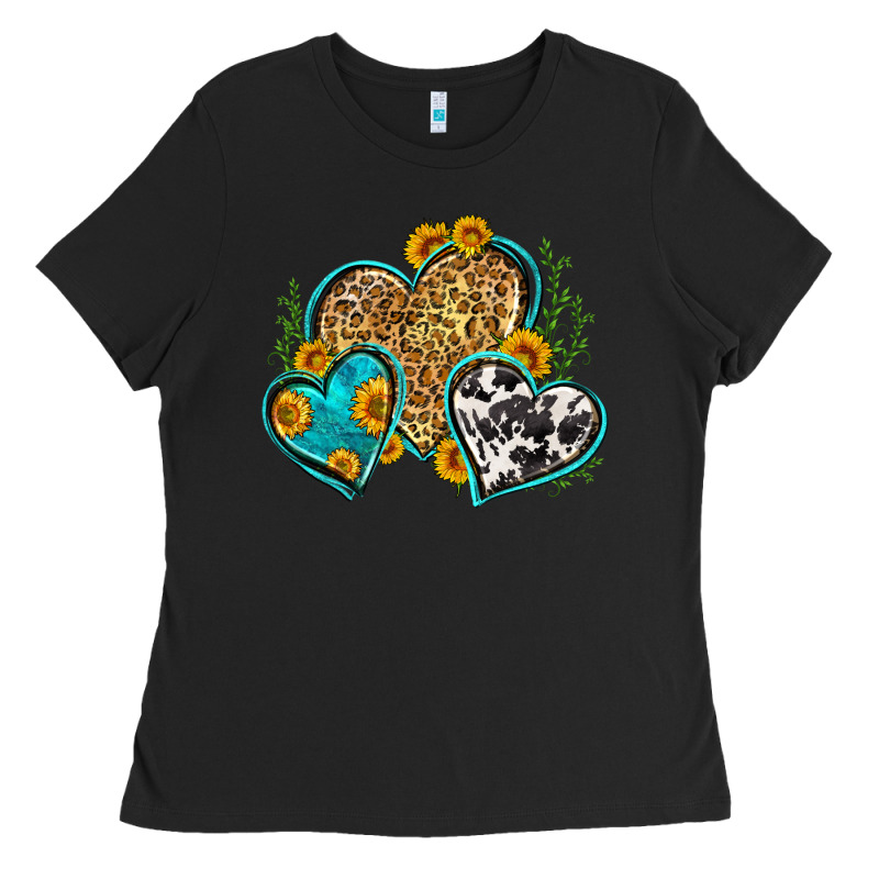 Leopard Cowhide Hearts Ladies Tee by Zillion Design Studio | Teevron