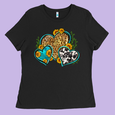 Leopard Cowhide Hearts Ladies Tee Designed By Zillion Design Studio