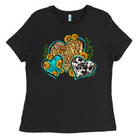 Black leopard cowhide hearts Ladies Tee - Zillion Design Studio