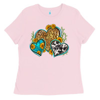Bubblegum Pink leopard cowhide hearts Ladies Tee - Zillion Design Studio