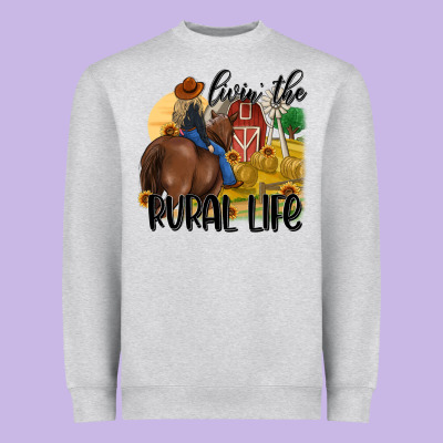 Livin The Rural Life Heavyweight Sweatshirt Designed By Maliassmallbusiness