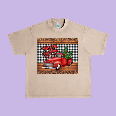 Merry Christmas Truck Urban Heavy Tee Designed By Jasminsmagicworld