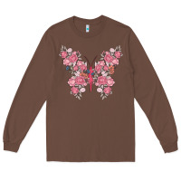 Chestnut floral butterfly Long Sleeve Tee - MaliasSmallBusiness