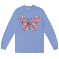 Colony Blue floral butterfly Long Sleeve Tee - MaliasSmallBusiness