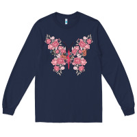 Navy floral butterfly Long Sleeve Tee - MaliasSmallBusiness