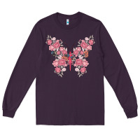 Plum floral butterfly Long Sleeve Tee - MaliasSmallBusiness