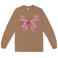 Toasted Coconut floral butterfly Long Sleeve Tee - MaliasSmallBusiness