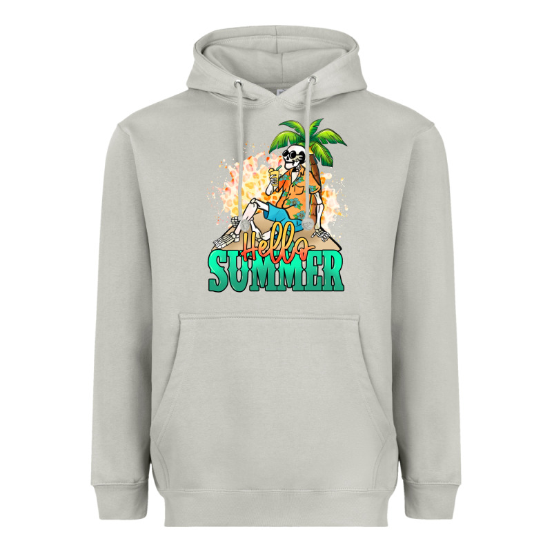 Hello Summer Skeleton Heavyweight Hoodie by NancyCooperArtShop | Teevron