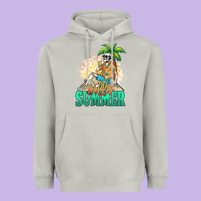Hello Summer Skeleton Heavyweight Hoodie Designed By Nancycooperartshop