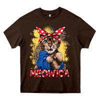 Chocolate Brown Meowica 4th of july Heavy Core Tee - CowGirlArtShop