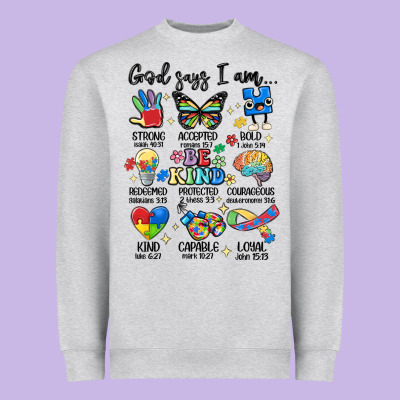 God Says  Am Autism Heavyweight Sweatshirt Designed By Maliassmallbusiness