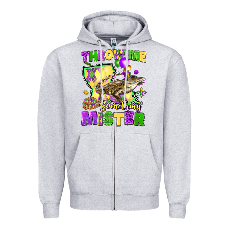 Throw Me Something Mister Louisiana Mardi Gras Zipper Hoodie by LillyAllenDesigns | Teevron