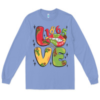 Colony Blue love juneteenth lips Long Sleeve Tee - MaliasSmallBusiness