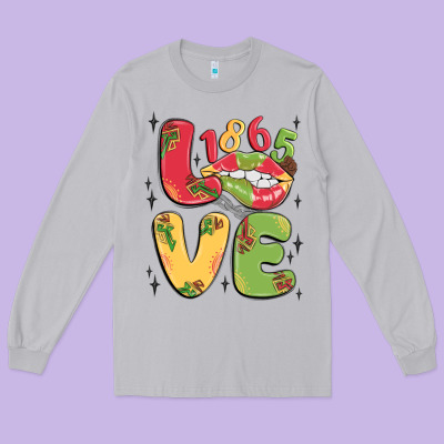 Love Juneteenth Lips Long Sleeve Tee Designed By Maliassmallbusiness