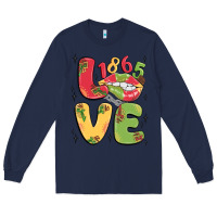 Navy love juneteenth lips Long Sleeve Tee - MaliasSmallBusiness