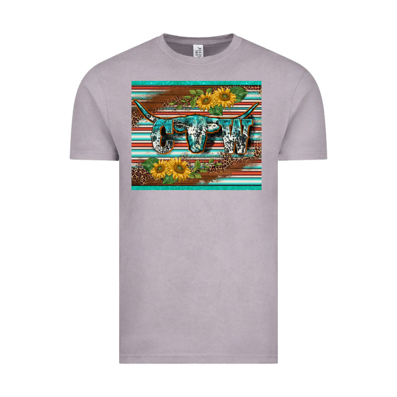 Western Cow Serape Leopard Sunflowers Mousepad Vintage Tee by BarkalooDesign | Teevron