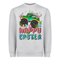 Heather Grey easter monster truck Heavyweight Sweatshirt - MaliasSmallBusiness