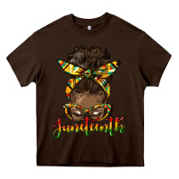 Chocolate Brown juneteenth black woman messy bun Heavy Core Tee - HRA Design Shop