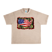 French Oak distressed american flag Urban Heavy Tee - BarkalooDesign
