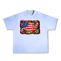 Grape Ice distressed american flag Urban Heavy Tee - BarkalooDesign