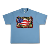Pebble Blue distressed american flag Urban Heavy Tee - BarkalooDesign