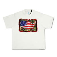 Pistachio distressed american flag Urban Heavy Tee - BarkalooDesign