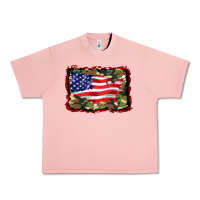 Salmon distressed american flag Urban Heavy Tee - BarkalooDesign