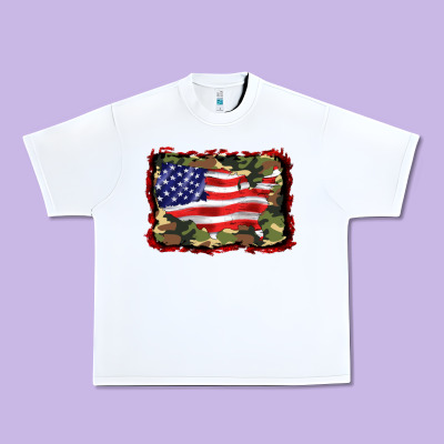 Distressed American Flag Urban Heavy Tee Designed By Barkaloodesign