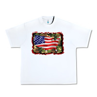 White distressed american flag Urban Heavy Tee - BarkalooDesign